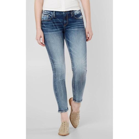 NEW Sz 26/2 MISS ME JEANS WOMEN SKINNY MID RISE FLAP BUTT POCKETS MEDIUM DARK - Picture 1 of 5